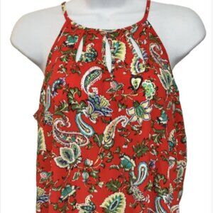 Papermoon Ladies Small Halter Style Keyhole Neck polyester Multicolor Blouse